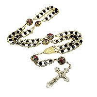 Double Layer Cross Rosary Necklace Hangable Pendant Long Bead Chain For Christmas Church Decoration Rosary Necklace For Women