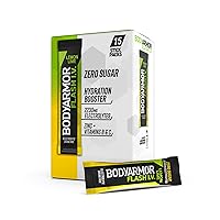 BODYARMOR Flash IV Electrolyte Packets, Lemon Lime - Zero Sugar Drink Mix, Single Serve Packs, Coconut Water Powder, Hydration for Workout, Travel Essentials, Just Add Sticks to Liquid (15 Count)