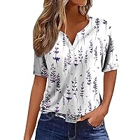 Women's Summer Fashion T Shirts Short Sleeve Cute Graphic Blouse Print Floral Tops 2024 Trending Now