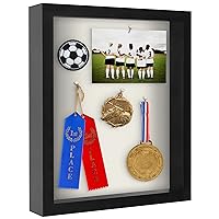 Americanflat 11x14 Shadow Box Frame in Black with Soft Linen Back - Engineered Wood with Shatter-Resistant Glass, and Hanging Hardware for Wall and Tabletop Display