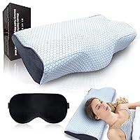 Contour Memory Foam Sleeping Pillow, Cervical Pillow for Neck Pain Relief, Adjustable Side Sleeper Pillow for Adults, Orthopedic Cooling Bed Pillows for Side, Stomach Sleepers.Sleeping Mask Included