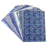Assorted Blue Yuzen Washi Japansese Paper 14.2 In X 10.1 In (B4) 15 Sheets