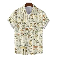 Mushroom Hawaiian Shirts for Men - Mushroom Shirt, Mushroom Shirts for Men, Mushroom Stripe Button Down