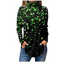 Christmas Shirts for Women 2023 Turtle Neck Long Sleeeve Y2K Shirt Baggy Slim Fit Xmas Holiday Tops Blouses
