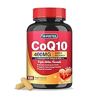 CoQ10 400mg with PQQ & Shilajit - Powerful Antioxidant with Vitamin E for Heart & Brain Health and Energy-Production, High Absorption Coenzyme Q10 Supplements 120 Veggie Capsules