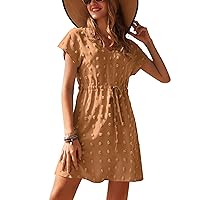 Womens Swimsuit Cover Up Swiss Dots Chiffon Bikini Beachwear Flowy Pom Pom Coverups