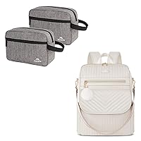 MATEIN Quilted Laptop Backpack for Women, 15.6 Inch Convertible Soft Leather Backpack Purse, Toiletry Bag for Men (2 Packs), Waterproof Dopp Kit Bathroom Shaving Bag for Toiletries