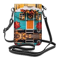 Happy Fall Camper Small Cell Phone Purse - Ideal Travel Accessory for Women and Teens - Adjustable Strap