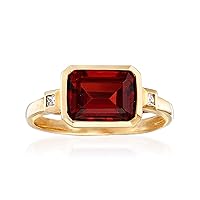 Ross-Simons 2.90 Carat Garnet Ring With Diamond Accents in 14kt Yellow Gold. Size 7