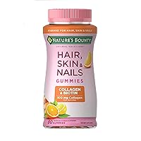 Optimal Solutions Hair, Skin & Nails with Biotin and Collagen, Citrus-Flavored Gummies Vitamin Supplement, 2500 mcg, 80 Ct