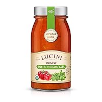 Lucini Italia Organic Rustic Tomato Basil Sauce – Classic Italian Sauce in Glass Jar – Fresh Organic Tomatoes – No Sugar Added Pasta Sauce, 25oz