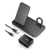 Anker Wireless Charging Station with Adapter, PowerWave 3-in-1 Qi-Certified Stand for iPhone 14 Series, AirPods Pro, Apple Watch Series 1-6 (Watch Charging Cable Not Included)