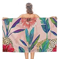 Cartoon Lotus Leaf Beach Towel Oversized,Quick Dry Sand Free Lightweight Large Oversized Leopard Beach Towel for Bath,Beach,Pool-51x31