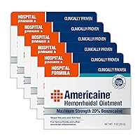 Americaine Hemorrhoidal Ointment | Maximum Strength | 20% Benzocaine | 1 oz | Pack of 6
