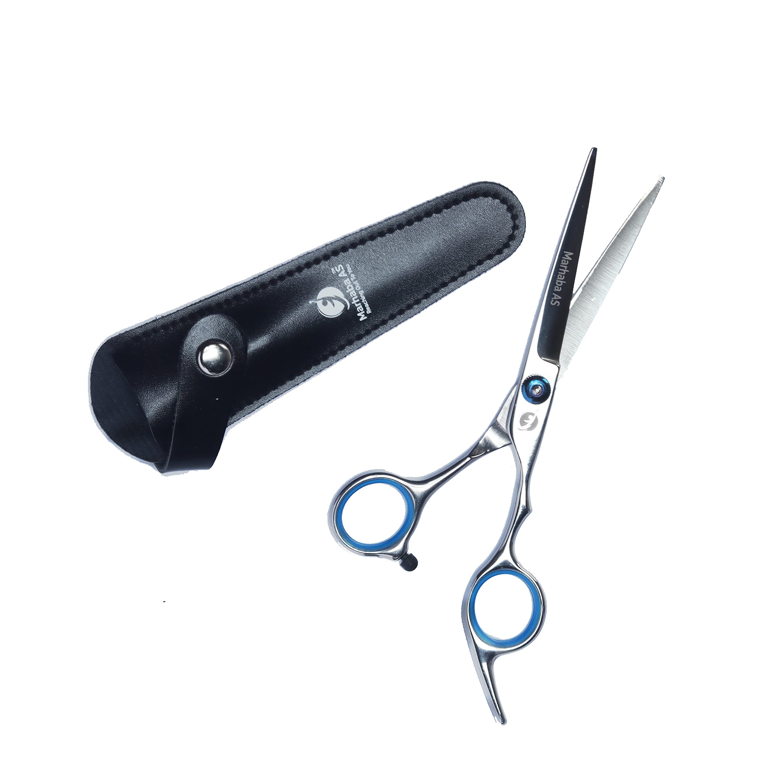 Marhaba AS Hair Cutting Scissors, Professional Barber Scissors, 2 Pcs Hair Cut Scissors set for Men and Women, Stainless Steel Hair Shears for Home and Salon Use, Scissors for Hair with Leather Case…