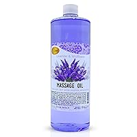 Massage Oil, Lavender, 32 Oz - Professional Full Body Massage Therapy, Manicure, Pedicure - Relax Sore Muscles and Repair Dry Skin, Enhanced with High Absorption Oils and Vitamin E