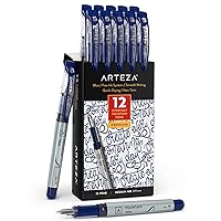 Disposable Fountain Pens, Pack of 12, Medium 0.9-mm Nib, Smooth-Writing Quick-Drying Blue Ink Pen, Art Supplies for Professionals, Students, and Hobbyists