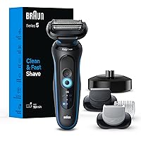 Electric Shaver for Men, Series 5 5150cs, Wet & Dry Shave, Turbo Shaving Mode, Foil Shaver, with Beard Trimmer, Body Groomer and Charging Stand, Blue