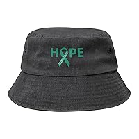 Hope Liver Cancer Survivor Awareness Washed Denim Hat Vintage Cowboy Cap Bucket Hats Sports Sunhat Men Women Tops