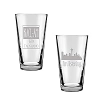 KACL and I'm Listening Pint Glass Set of 2 - with Seattle Skyline, Frasier Fan Gift, Engraved Set of Two 16 Ounce Drinking Glasses