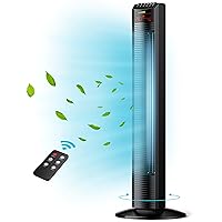 PARIS RHÔNE Tower Fan, 36” Oscillating Fan with Remote, 3 Speed Settings & 3 Modes, Bladeless Fans with Auto-Temp Detection, LED Display, 12H Timer, Low Noise Floor Fan for Bedroom, Office or Study