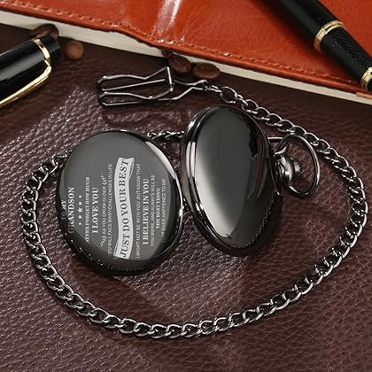 Boys Pocket Watch Engraved Gifts for Men, Pocket Watch for Grandson Personalized Mens Pocket Watch, 