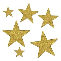 Beistle Glittered Gold Foil Star Cutouts