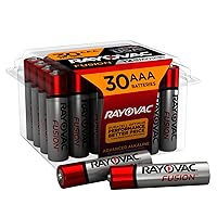 Rayovac Fusion AAA Batteries, Premium Alkaline Triple A Batteries (30 Battery Count) Red, Silver