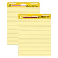 Post-it Super Sticky Easel Pad, 25 in x 30 in Sheets, Yellow Paper with Lines, 30 Sheets/Pad, 2 Pads/Pack, Great for Virtual Teachers and Students