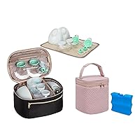 Fasrom Wearable Breast Pump Bag Bundle with Insulated Baby Bottle Cooler Bag with Ice Pack Fits 4 Large Baby Bottles up to 9 Ounce