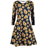 Oops Outlet Womens Ladies Long Sleeves Christmas Round Neck Baggy Swing Flared Mini Dress