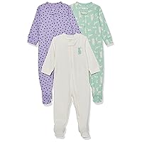 Amazon Essentials Unisex Toddlers and Babies' Cotton Snug-Fit Footed Sleeper Pajamas, Multipacks