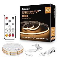 32.8ft 2000K Yellow COB Strip Lights Max with Wireless RF Remote, Dimmable Ultra Bright Orange COB Light Strip, Flexible Indoor Adhesive Gold COB Led Lights for Window, Living Room