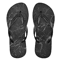 Black Marble Natural Pattern Womens Flip Flops Nature Stone Grains Summer Beach Sandals Casual Thong Slippers Comfortable Shower Slippers Non Slip Water Sandals shoes XL