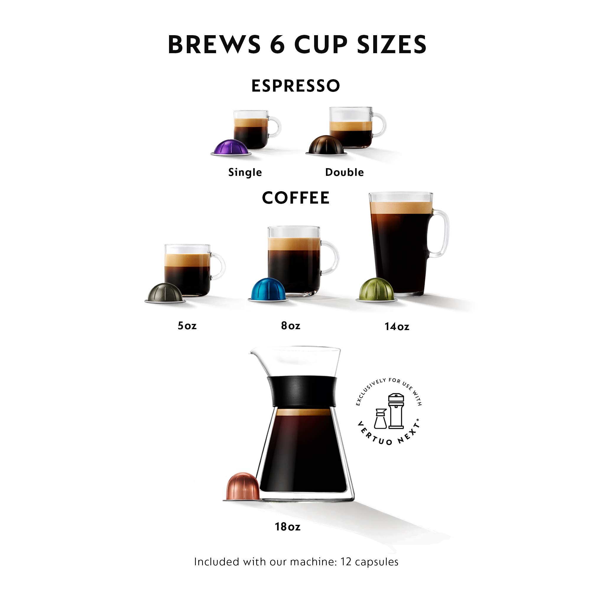 Nespresso Vertuo Next Deluxe Coffee and Espresso Machine by De'Longhi, Pure Chrome