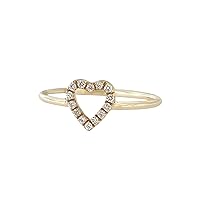 14K Yellow Gold VS Clarity Genuine Pave Diamond Heart Ring Gift For Her Size-4 US