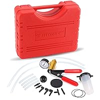 2 in 1 Brake Bleeder Kit Hand held Vacuum Pump Test Set for Automotive with Protected Case,Adapters,One-Man Brake and Clutch Bleeding System(Red)