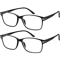 Computer Glasses 2 Pairs Anti Glare Anti Reflection Classic Reading Glasses Quality Comfort Glasses for Men and Women +1