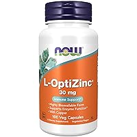 NOW Supplements, L-OptiZinc® 30 mg with Copper, Highly Bioavailable Form, Immune Support*, 100 Veg Capsules