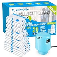 Vacuum Storage Bags with Electric Air Pump, 20 Pack (4 Jumbo, 4 Large, 4 Medium, 4 Small, 4 Roll Up Bags) Space Saver Bag for Clothes, Mattress, Blanket, Duvets, Pillows, Comforters,Travel