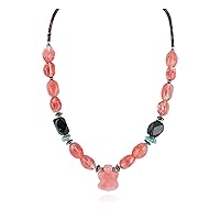 $280Tag Turtle Certified Silver Turquoise Pink Quartz Onyx Native Necklace 790106-101 Made by Loma Siiva