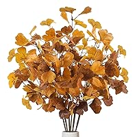 6 Pcs Artificial Ginkgo Leaves Fall Leaves Stems Fall Greenery Stems Artificial Fall Flowers Spray for Autumn Vases Home Table Centerpieces Thanksgiving Fall Decorations