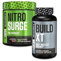Jacked Factory Nitrosurge Pre-Workout in Cotton Candy & Build XT Muscle Building Bundle for Men & Women