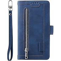 Case for iPhone 13/13 Pro/13 Pro Max, Flip Case Wallet Case with Credit Card Holder Shockproof Premium PU Leather Anti-Scratch Zipper Pocket Magnetic Clasp (Color : Blue, Size : 13pro max 6.7