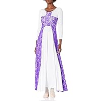 Clementine Women's Long Sleeve Princess Seam Dress with Lace Insets