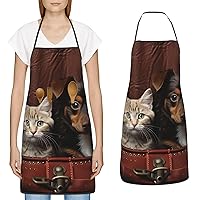 Waterproof Apron with Neck Strap Adjustable Bib for Kitchen Crescent Moon Pattern Chef Aprons for Women Men Cooking
