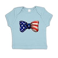 US Flag Bow Baby T-shirt - Baby Blue 18-24 Months