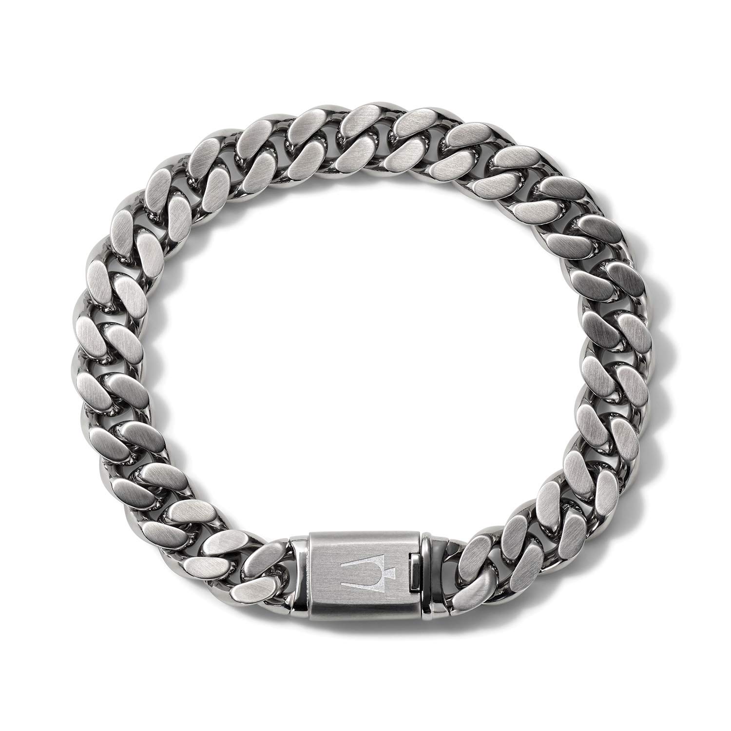 Bulova Jewelry Men's Classic Stainless Steel Chain Link Bracelet with Clasp Closure