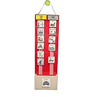 Two Strip Night & Day Daily Schedule Great Visual Behavioral Tool for Structure at Home, School & in The Community. (Laminate 60 PCS, Red)