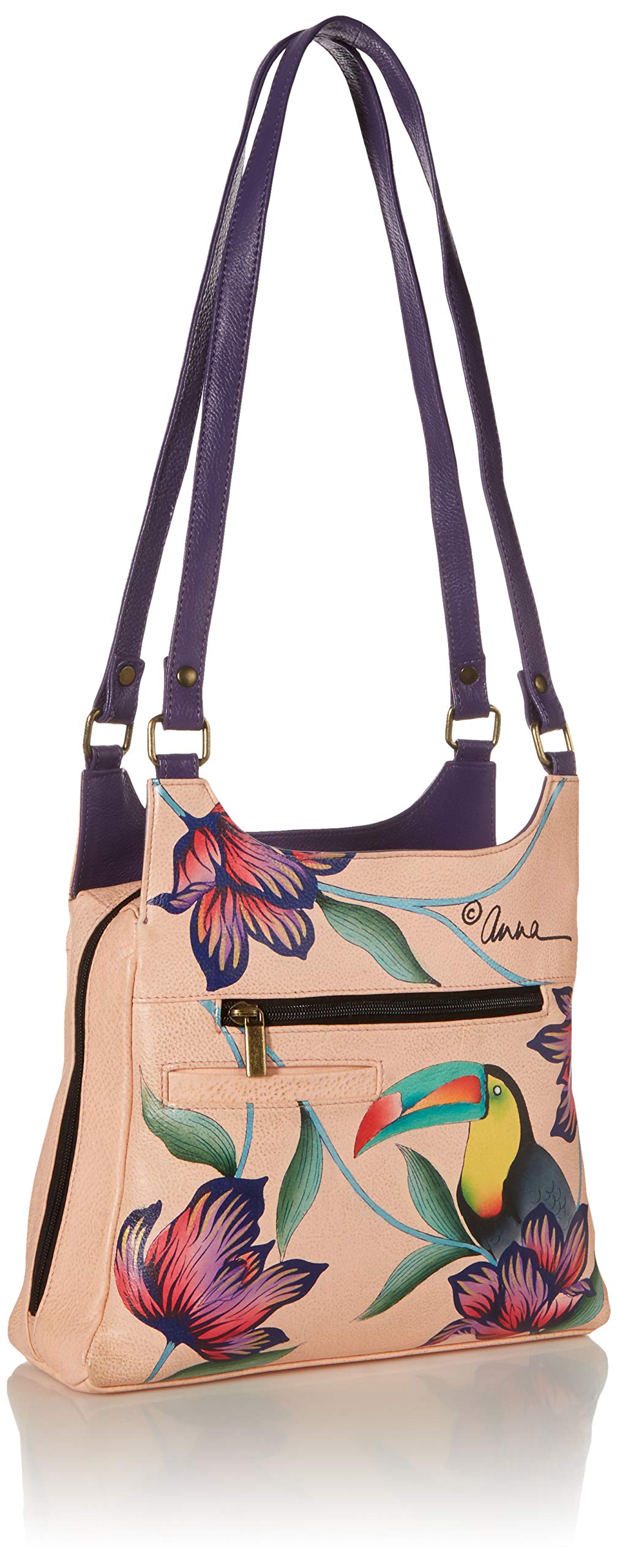 Anna by Anuschka Women Hand Painted Leather Triple Compartment Satchel